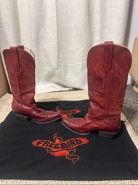 Freebird by Steven Red Leather Western Heeled Boots